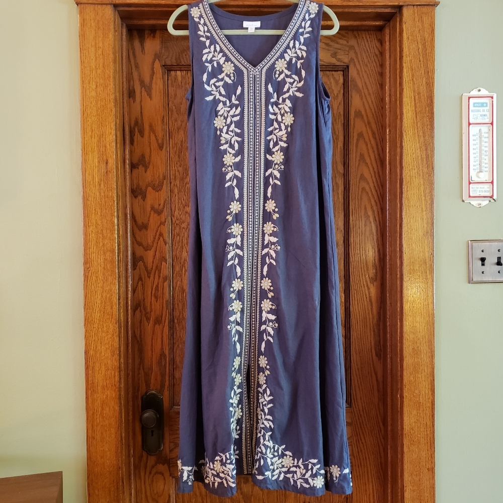 J. Jill linen dress, women's 2X, dark gray, a-line style